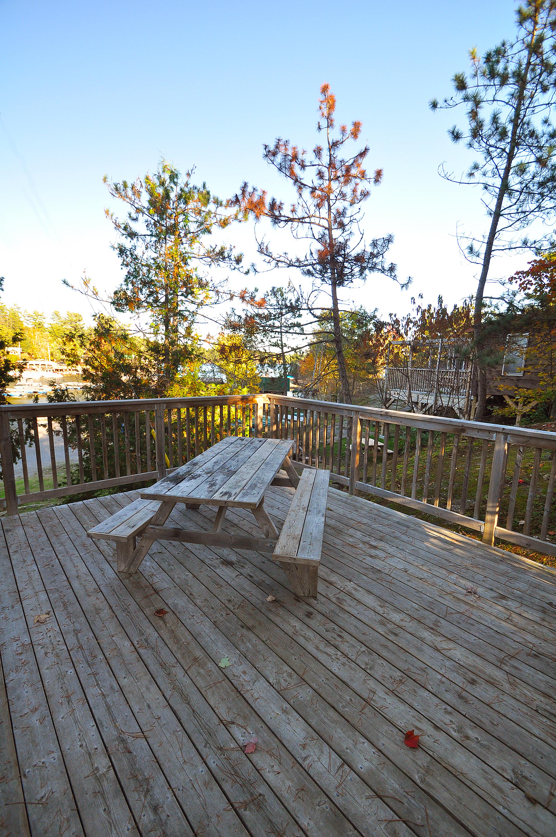 Cabin 11- deck with picnic table.