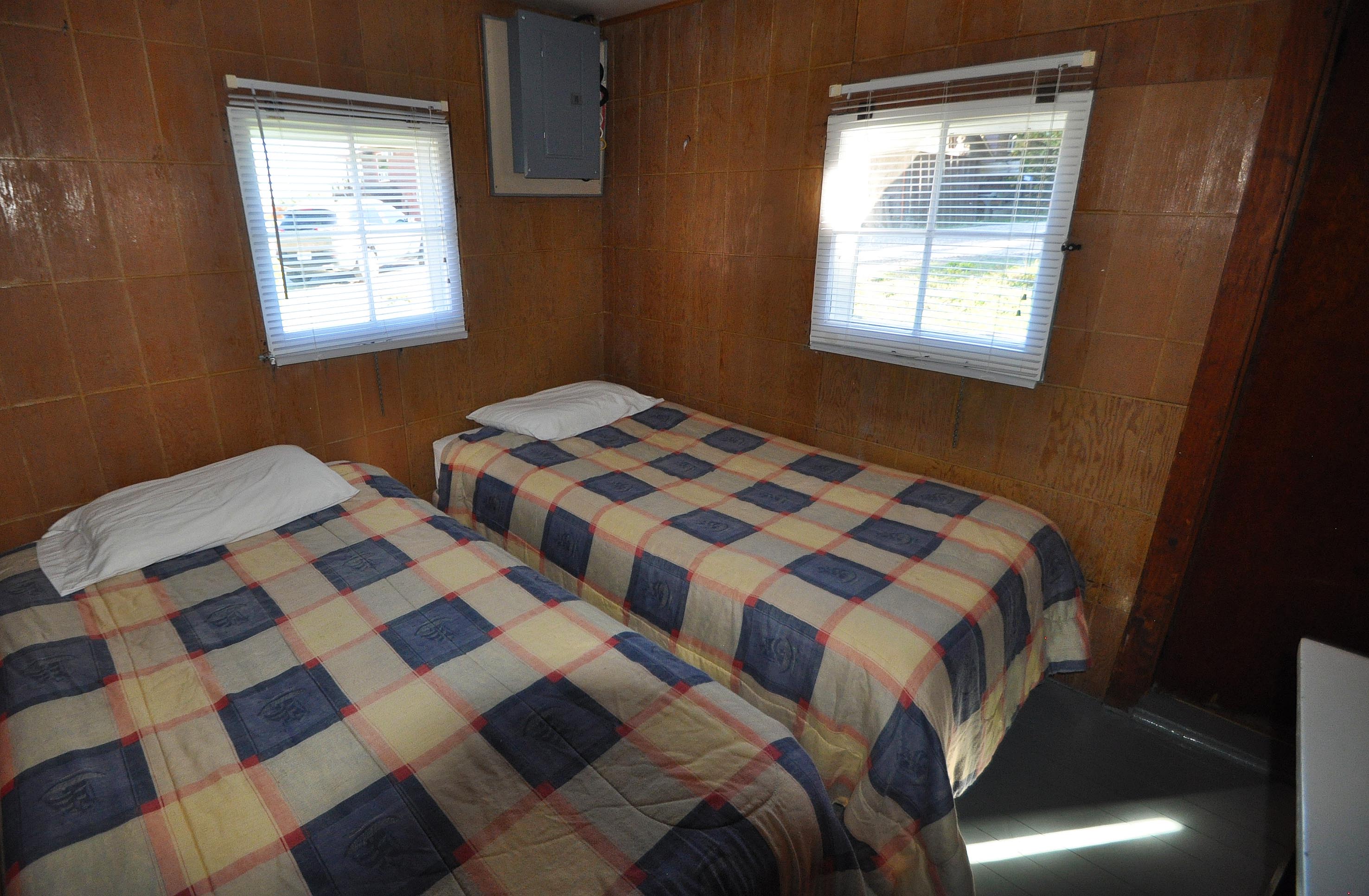 Cabin 7 - bedroom with two beds.