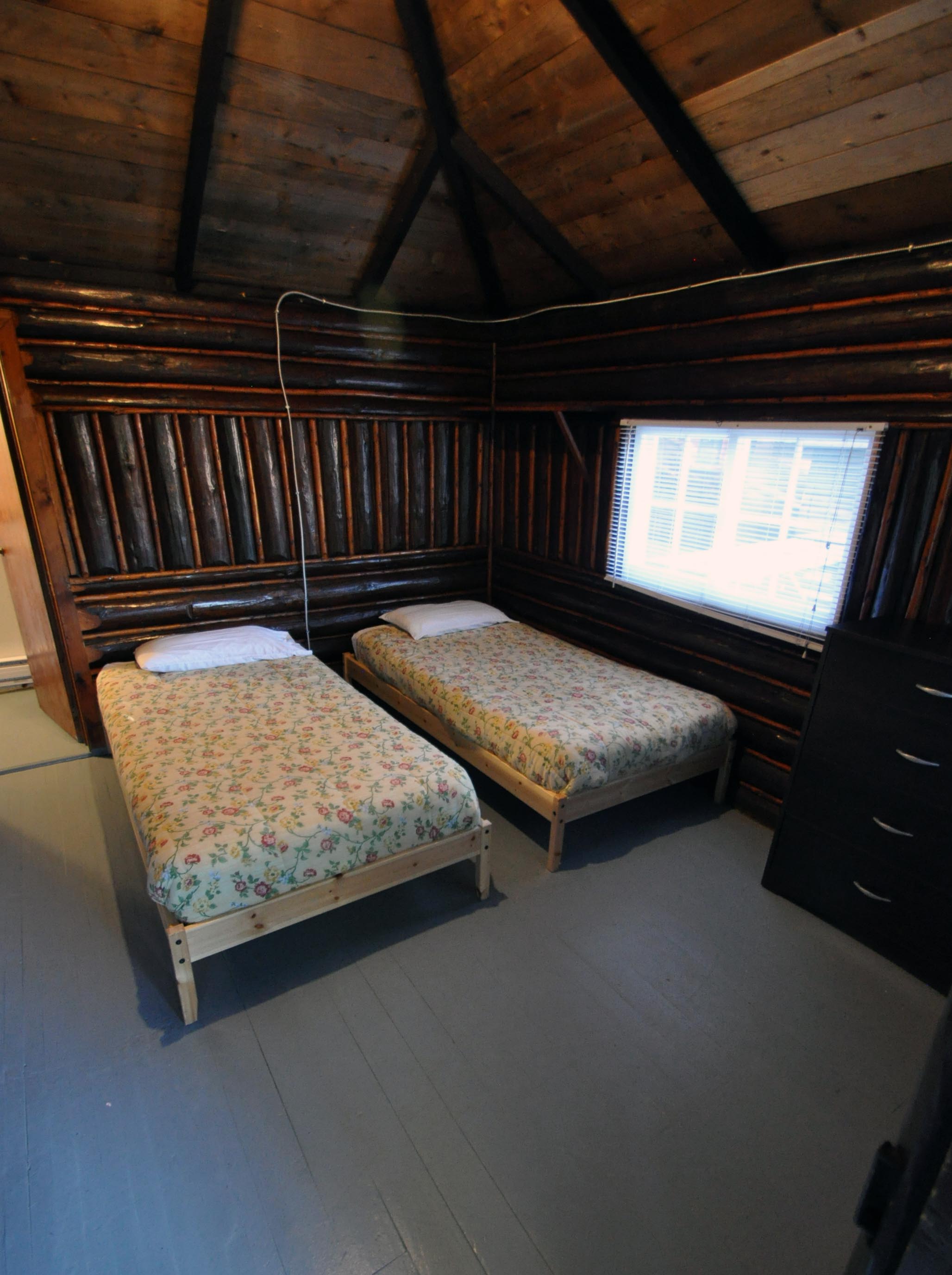 Cabin 9 - bedroom with two beds.