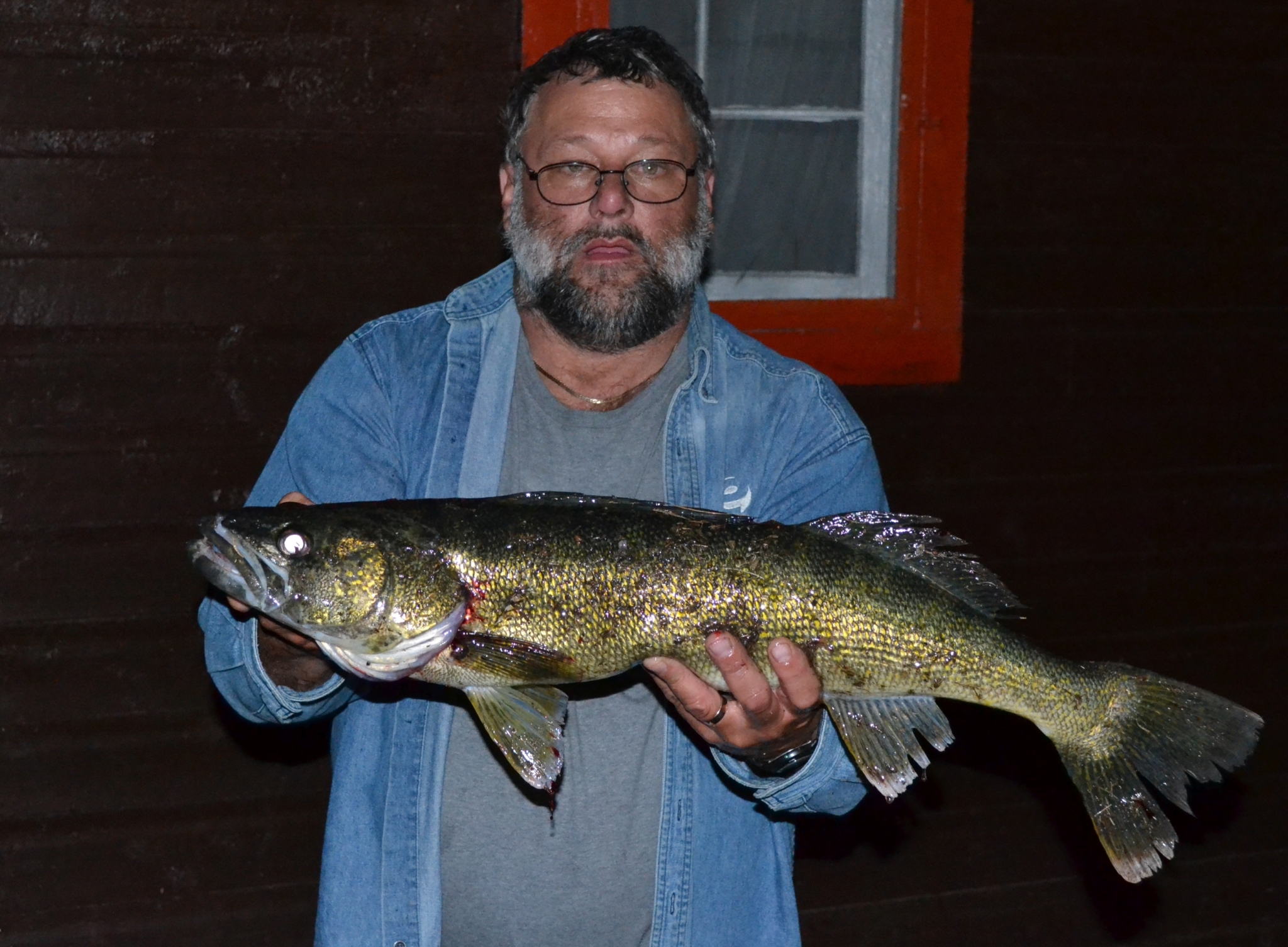 Mike holding 29 inch walleye.