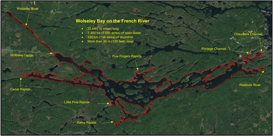 Map of the French River and Wolseley Lodge